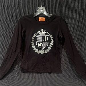 Juicy Couture Black Long Sleeve Tee with Silver Crest
